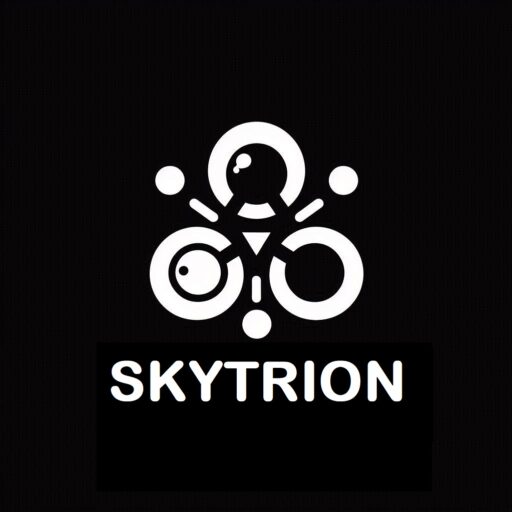 Black and white square logo of Skytrion